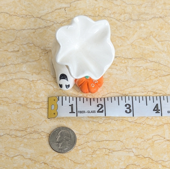 Vintage Fitz & Floyd Halloween Ceramic Tumbling Friendly Ghosts Pumpkin Figurine - Picture 7 of 9